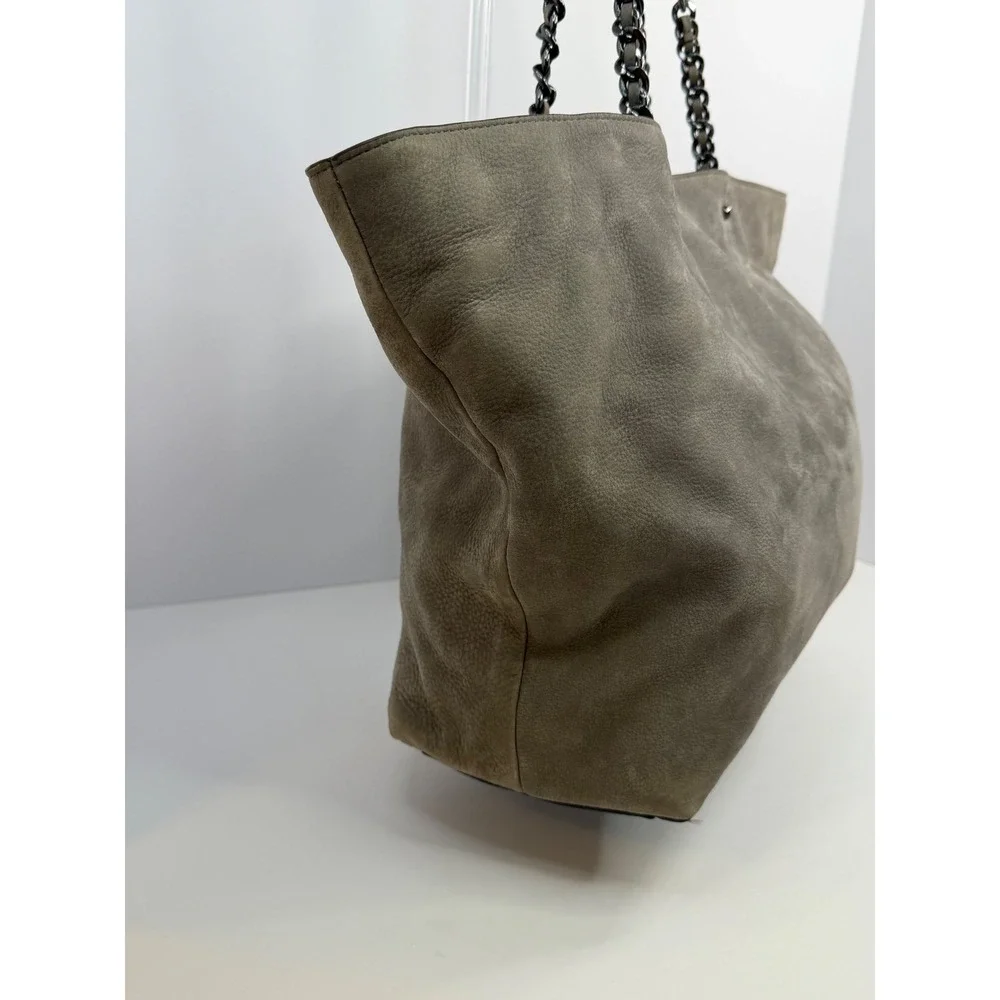 Rebecca Minkoff Grey Leather Chain Link Large Tote Bag Gunmetal Hardware‎